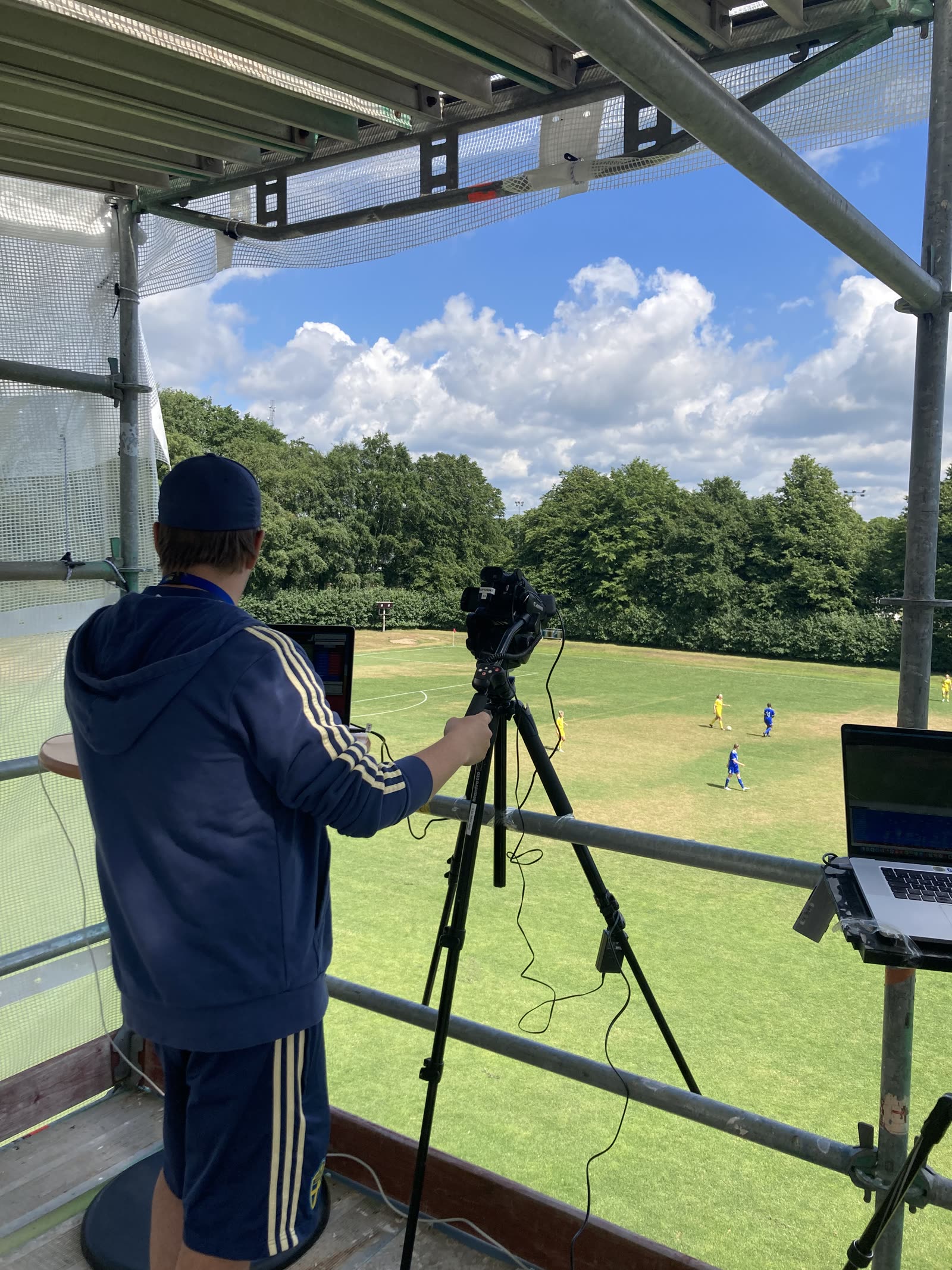 Filmning av match från analysställning